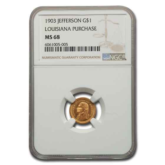 1903 Gold $1.00 Louisiana Purchase Jefferson MS-68 NGC 1903 Gold $1.00 Louisiana Purchase Jefferson MS-68 NGC